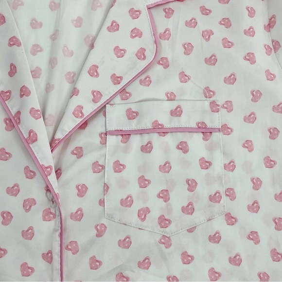 Tabitha Webb Soft Girl valentine satin button down satin sleep shirt heart print - Picture 4 of 9